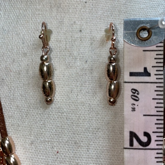 Boho Vintage 1946 Bronze Leather & Bead Multi Strand Necklace Earring Set - Picture 7 of 10